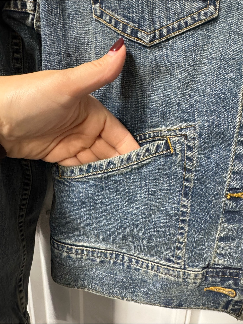 Vintage Ralph Lauren American Flag Denim Trucker Jacket with Corduroy Collar M - Picture 5 of 10